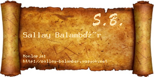 Sallay Balambér névjegykártya